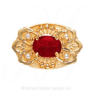 GS487 G/PL - 14 Karat Gold Slide with Garnet center and Pearl accents 